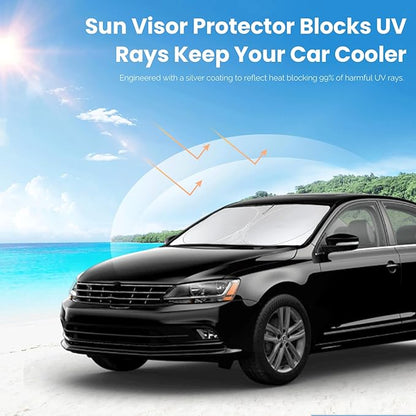 Custom Fit Passat Windshield Sunshade for 2012-2022 Volkswagen VW Passat Accessories Front Window Shield 210T Silver Coating Cover for Volkswagen Windshield Sun Visor Protector Blocks UV Keeps Cool