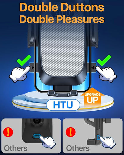 HTU 2025 Best Car Phone Holder 【Ultimate 5-in-1 & Upgraded 100+LBS Strongest Suction】【True Military-Grade & Safety Cert】 360° Windshield Dashboard Vent Mount Stand for iPhone Android & Truck, Grey