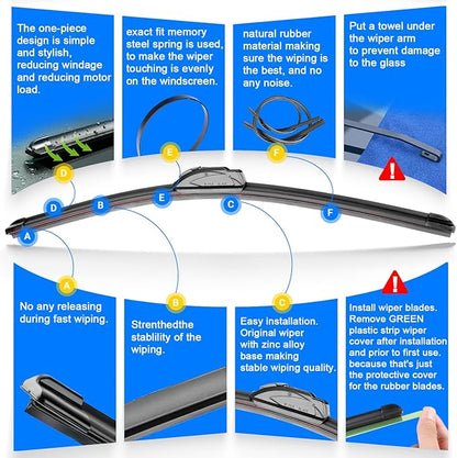 Windshield Wiper Blades Replacement for Jeep Wrangler JL 2018 2019 2020 2021 2022 2023 Original Factory Quality Front Rear Wipers Blade Set for My Car - 16" 16" 12" (Pack of 3)