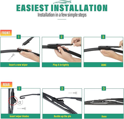 24" 21" 11" Windshield Wiper Blades Replacement for GMC Acadia 2013 2014 2015 2016 Premium All Weather Front Rear Wipers Set - OEM Quality (Pack of 3)