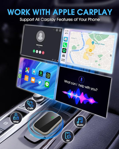 Wireless CarPlay Adapter - Fast & Stable Connection for Carplay Wireless Adapter Convert Factory Wired to Wireless CarPlay Dongle Plug & Play Car Play Fit for iPhone iOS 10+ (Dark Gold)