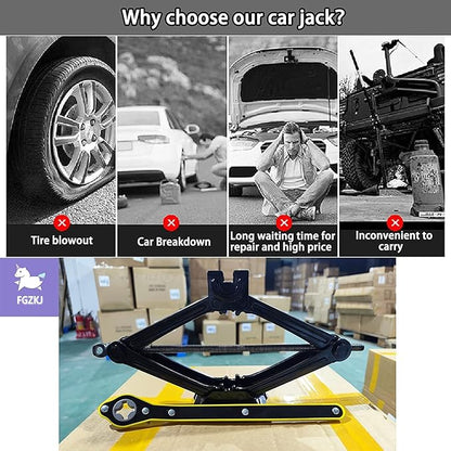 Scissor Jack for Car,Car Jack Kit - Tire Jack with Energy-Saving Ratchet Handle,Can Support a Maximum Weight of 1.5T (3307lb),Portable, Suitable for Small Cars and SUV (Saving Handle-1.5 tons)