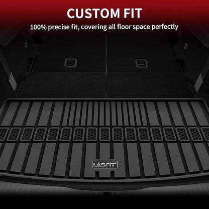 LASFIT Trunk Mat for Jeep Grand Cherokee L 2021-2025 6-Passenger and 7-Passenger All Weather TPE Custom Fit Cargo Mat Trunk Liner Cargo Liner, Black