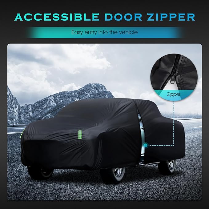 Car Cover Waterproof All Weather Full Outdoor Pickup Truck Cover Rain UV Protection, Size T2 Universal Fit for Ford F150 Chevy Silverado Dodge Ram 1500. (Fit Truck Length 221 to 228 inch)