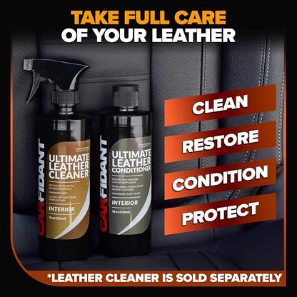 Carfidant Ultimate Leather Conditioner & Restorer - Full Leather Restore & Conditioning Kit with Applicator Pad for Car Seats, Couch, Furniture, Shoe, Sofa, Bag & Purses - 18 fl. oz.