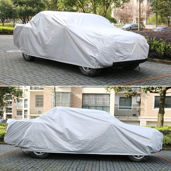 Kayme Full Size Truck Cover Waterproof All Weather, Heavy Duty Outdoor Large Pickup Cover Sun Rain Uv Protection, Universal Fit Ford F250 F350 RAM 2500 3500(Length Up to 262 inch) XXXL.Silver