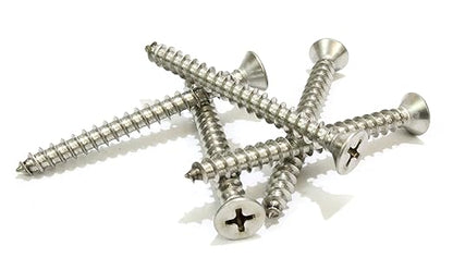 Bolt Dropper #10 X 2'' Stainless Steel Flat Head Phillips Wood Screw, (100 pc), 18-8 (304) Stainless Steel Sheet Metal Screws - Type A Point, Plain Finish