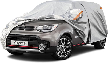 Kayme 6 Layers SUV Car Cover Custom Fit for Kia Soul (2009-2025) Waterproof All Weather for Automobiles, Outdoor Full Cover Rain Sun UV Protection.Silver
