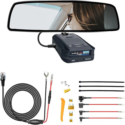 Radar Detector Rearview Mirror Rod Mounting Bracket and Radar Direct Power Cord Hardwired Kit and Fuse Tap(for Uniden Radar Models)
