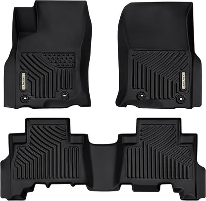 OEDRO Floor Mats Fit for Toyota 4Runner 2024-2013 / Lexus GX460 2014-2023, TPE All-Weather 4Runner Car Mats Includes 1st and 2nd Row Full Set Liners, Black