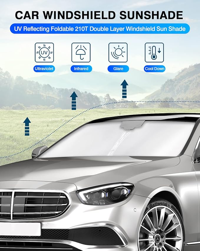 KUST Windshield Sun Shade for Mercedes-Benz S-Class 2015-2021 Window Shade Sun Visor Cover Foldable Blocks UV Rays Keep Your Car Cooler