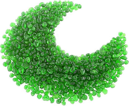1 Lb (460 g) Green Sea Glass Stones Irregular Rainbow Glass Pebble Decorative Rock Quartz Tumbled Gemstone Chips for Aquarium Decoration/Vase Filler/Jewelry Making/Handwork Craft/Gems Display