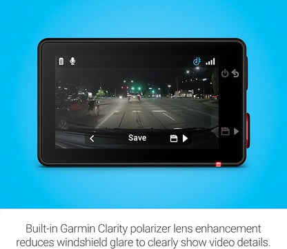 Garmin Dash Cam™ X310, Compact 4k Ultra HD Touchscreen Dash Cam with a 140-degree Field of View, Built in Clarity™ Polarizer, Voice Controlled, GPS, 2.4” Display, Automatic Recording