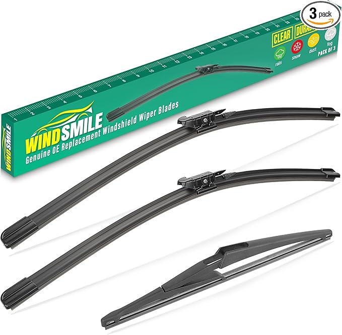 28" 26" 12" Windshield Wiper Blades Replacement for Ford CMax C-Max 2013 2014 2015 2016 2017 2018 Premium All Weather Front Rear Wipers Set - OEM Quality (Pack of 3)