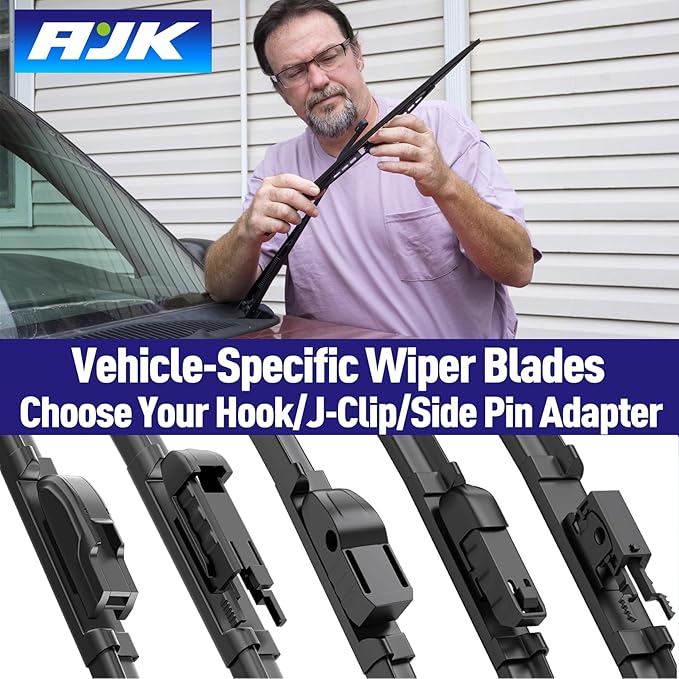 AJK Wiper Blades for Chevrolet Silverado 2019 2020 2021 2022 2023 2024, 2 Piece All Weather OEM Quality Automotive Replacement Windshield Wiper Blades for My Car