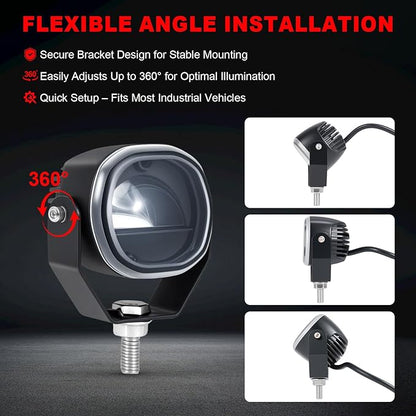 Forklift Arc Safety Light, LED Warning Lamp Red Line Projection, Aluminum Housing, Stainless Steel Bracket, for Industrial Truck, Lift Truck, AGV, Warehouse, Logistics