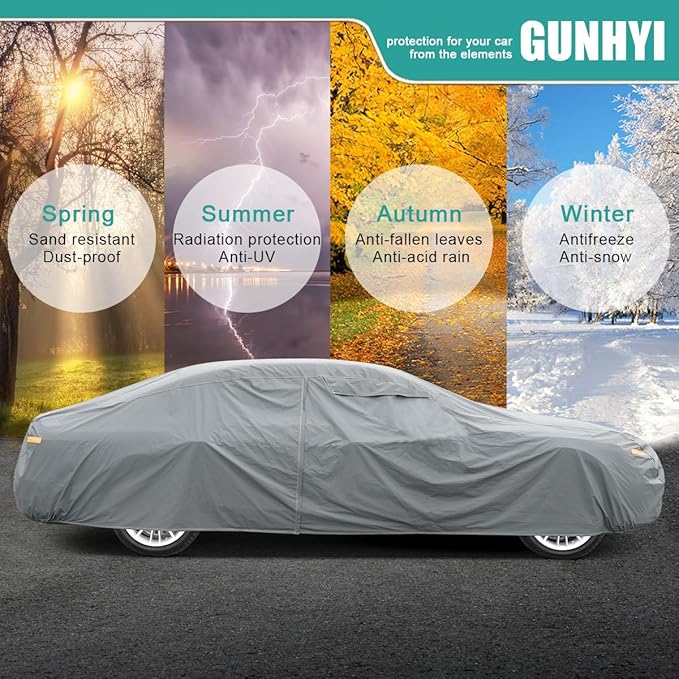 16 Layers Large SUV Car Cover Waterproof All Weather Heavy Duty, Universal Fit Cadillac Escalade ESV, Chevrolet Chevy Suburban, Ford Expedition Max, GMC Suburban, Lincoln Navigator LWB etc.