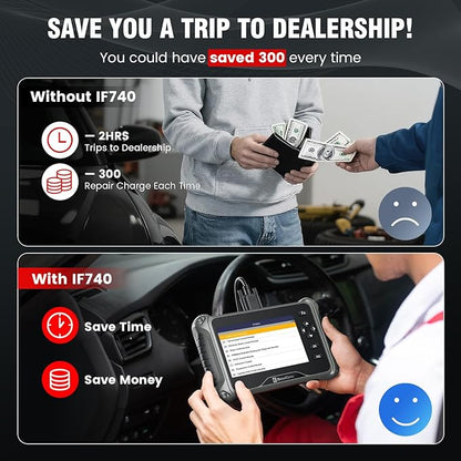BOSSCOMM IF740 OBD2 Scanner, 4 Systems ABS/SRS/Transmission/Check Engine Code Reader Scan Tool with Oil＆Throttle Resets, Car Scanner Diagnostic Tool for All Cars, Easy to Use, Lifetime Free Update