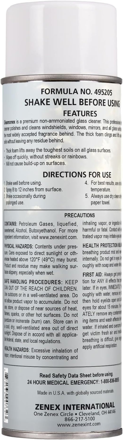 Zenex Gleamonex Premium Glass Cleaner - Fast Streak-Free Glass Cleaner Spray | Ammonia Free & Tint Safe | Removes Dirt, Grease, Smoke Film | For Glass & Plexiglas | Fresh Scent | 19 oz (2 Pack)