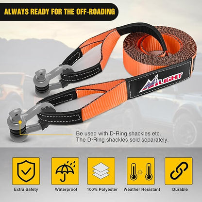 Nilight 3" x 20' Recovery Tow Strap Lab Tested 31,500lbs Break Strength Heavy Duty Off Road Straps with Triple Reinforced Loop Emergency Towing Rope of Mind for SUV, UTV, ATV, Truck, 2 Years Warranty