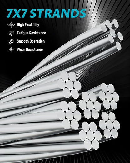 Lichamp 250FT 1/8" Stainless Steel Wire Rope Cable, Aircraft 316 SS Braided Steel Wire Thin Metal Cable Hardware for Deck Railing Handrail Safety System, SSC250