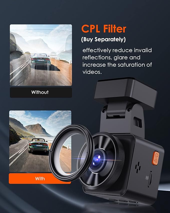 Vantrue E1 Lite 1080P WiFi Mini Dash Cam with GPS and Speed, Free App, Voice Control Detachable Dash Camera, 24 Hours Parking Mode, Night Vision, Motion Detection, Loop Recording, Support 512GB Max