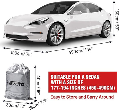 Favoto Sedan Car Cover Waterproof - Custom Fit for Toyota Camry (1996-2014) All Weather for Automobiles Outdoor with Reflective Stripe Snow Sun Dust UV Protection Full Exterior Cover