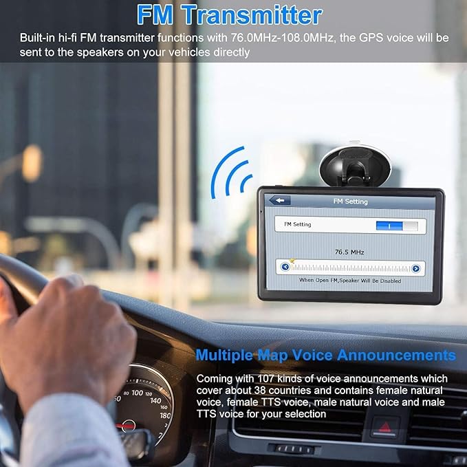 GPS Navigation for Car,Latest 2025 Map, 7 inch Touch Screen Real Voice Spoken Turn-by-Turn Direction Reminding Navigation System for Cars, GPS Satellite Navigator with Free Lifetime Map Update