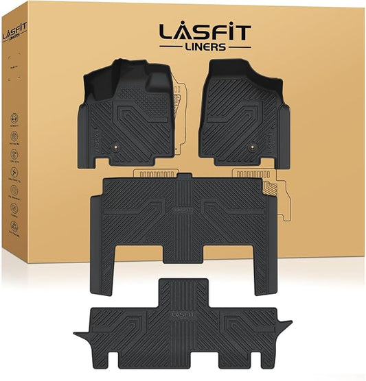 LASFIT Floor Mats Fit for Chrysler Town & Country 2008-2016/Dodge Grand Caravan 2008-2020, All Weather TPE Fit Floor Liner for Chrysler Town & Country & Dodge Grand Caravan 3 Row Car Mats, Black