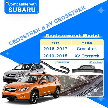 Windshield Wiper Blades Replacement for 2016 2017 Subaru Crosstrek / 2013 2014 2015 Subaru XV Crosstrek Original Factory Quality Front Rear Wipers Blade Set - 26" 16" 12" (Pack of 3)
