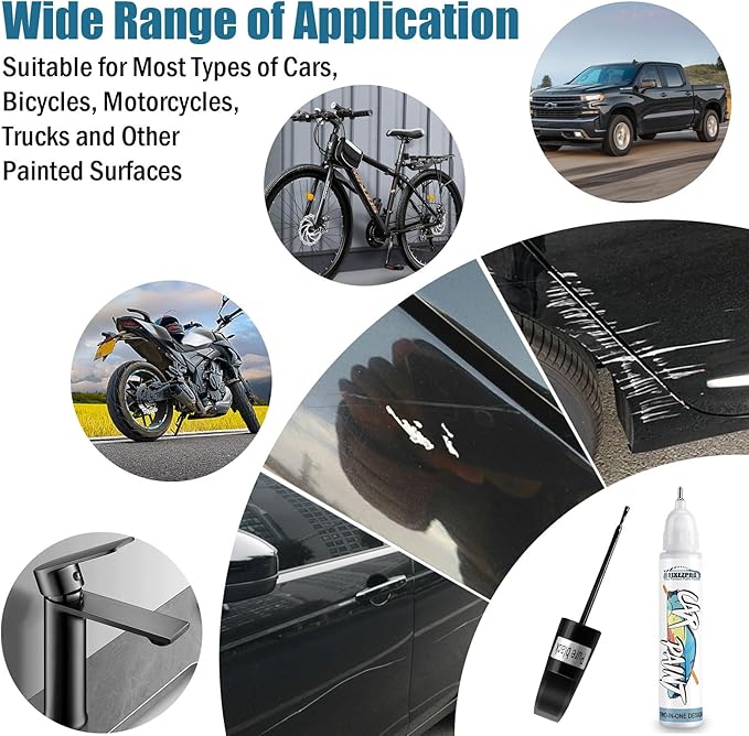 Black Touch Up Paint for Cars, Car Paint Scratch Repair Pen, Color Accurate Automotive Paint Quick and Easy Fix Vehicles Chip Rim Scuff Repair