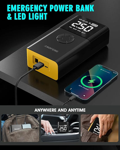 Portable 3000A Jump Starter with Air Compressor,150 PSI Air Pump 12V Jump Box for Car Battery Jump Starter (10L Gas/8L Diesel) with Jumper Cable,3 Modes Flashlight,LCD Display