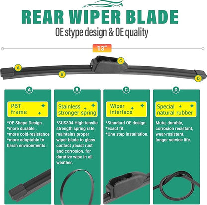 26" 18" 13" Windshield Wiper Blades Replacement for Alfa Romeo Stelvio 2018 2019 2020 2021 2022 2023 Premium All Weather Front Rear Wipers Set - OEM Quality (Pack of 3)