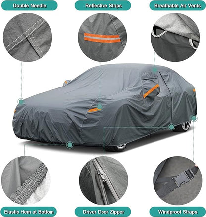 Premium Car Cover Custom Fit BMW 3 Series M3 320i 325i 328i 330i 335i (2007-2025), 16 Layers Heavy Duty Car Cover Waterproof All Weather with Zipper Door for Sun Rain Snow Dust Uv Protection