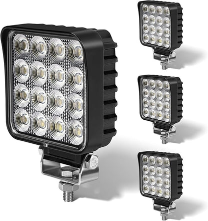 4.3" 12V LED Flood Lights 46W, 24 Volt Work Lights for Heavy Equipment Tractor Excavator Dump Truck 5300LM Waterproof, Vehicle Utility Flood UTV ATV, 4PCS