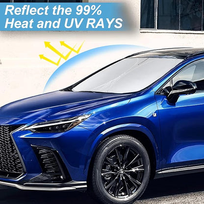 Custom Fit NX NX250 Windshield Sunshade for 2015-2022-2024 2025 Lexus NX350 NX350h NX450h Accessories Front Window Shades Cover for Windshield Sun Visor Protector 210T Reflector Block Heat UV Rays