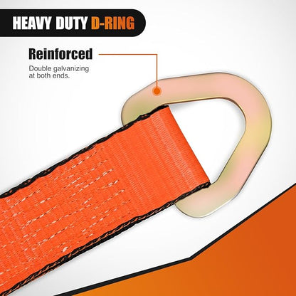 Nilight 4PCS 2"x 38" Axle Tie Down Straps with Protective Sleeve D-Ring for Securing Car Transport Lab Tested 11,127lbs Break Strength Used for Car Engine Hoist, Truck, Trailer, UTV