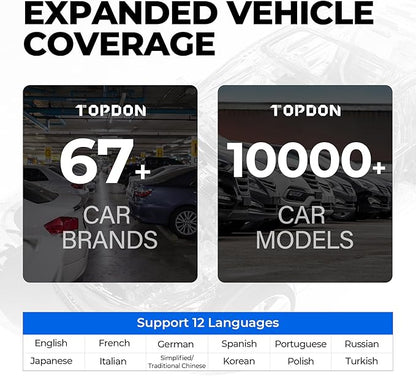 OBD2 Scanner TOPDON AD500, Oil SAS Throttle TPMS BMS EPB Reset, Engine ABS SRS Transmission, Diagnostic Scan Tool, AutoVIN, Car Check Engine Code Reader with Battery Test, Lifetime Wi-Fi Free Update