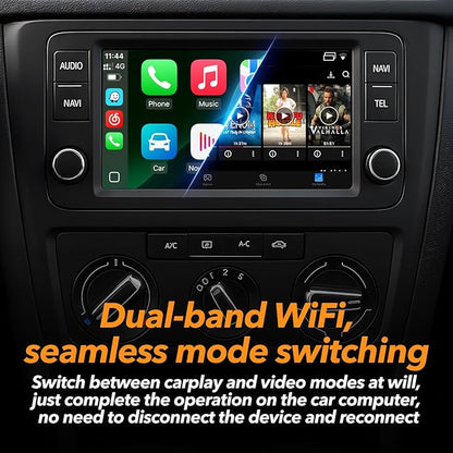Volam 3-in-1 Wireless CarPlay Adapter Magic AI Video Box for iPhone with Netflix YouTube Plug and Play for Factory OEM Wired Car Play Cars & iOS 10+