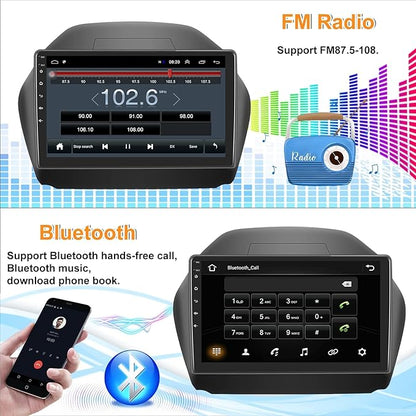 SIXTOP 1+32G Android Car Stereo for Hyundai Tucson IX35 2010 2011 2012 2013 2014 2015 Head Unit 10.1 inch Touch Screen Multimedia Player GPS Bluetooth WiFi FM Mirror Link Split Screen Rear Camera&Mic