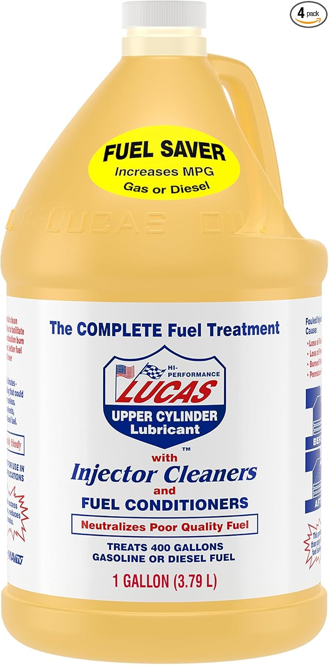 Lucas Oil Fuel Additive, Upper Cylinder Lube, System Cleaner, Lubricant, 1 gal Jug, Diesel/Gas, Set of 4