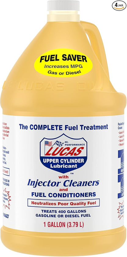 Lucas Oil Fuel Additive, Upper Cylinder Lube, System Cleaner, Lubricant, 1 gal Jug, Diesel/Gas, Set of 4