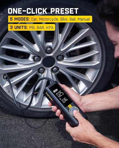 Fanttik X8 APEX Tire Inflator Portable Air Compressor, 1 Min Fast Inflation, 150PSI Cordless Tire Inflator with LED Dual Screen, Suitable for MPV, Car, Motorcycle, Up to 26.3″ Tires, Deluxe Package