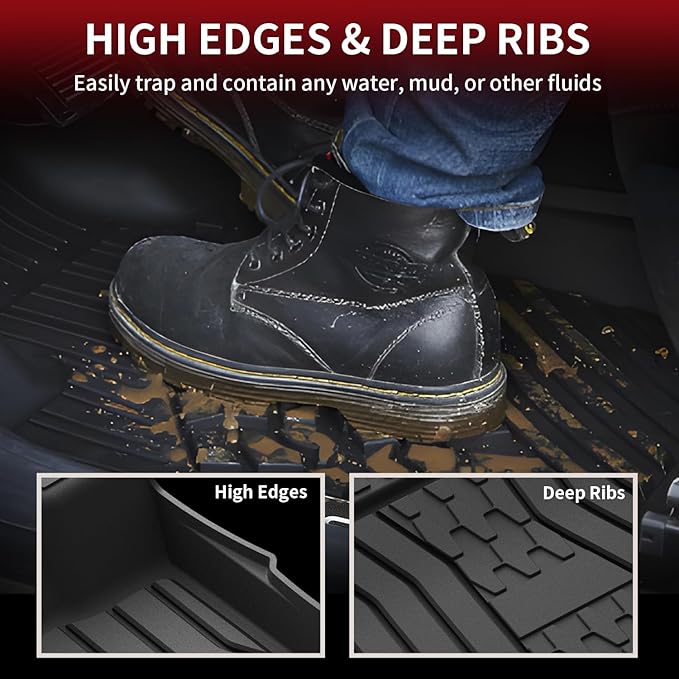 LASFIT Floor Mats Fit for Ford Fusion 2020-2017 (Include Hybrid)/ for Lincoln MKZ 2020-2017 All Weather Protection TPE Custom Fit 2020 2019 2018 2017 Floot Liners Accessories, 1st & 2nd Rows, Black