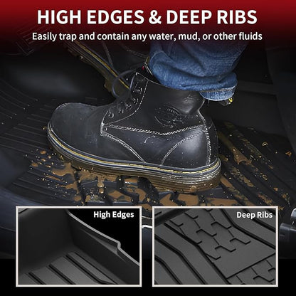 LASFIT Floor Mats Fit for Ford Fusion 2020-2017 (Include Hybrid)/ for Lincoln MKZ 2020-2017 All Weather Protection TPE Custom Fit 2020 2019 2018 2017 Floot Liners Accessories, 1st & 2nd Rows, Black