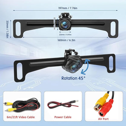 Kairiyard Backup Camera for Car, License Plate Back up Camera 170° Wide View Angel Vehicle Universal Reverse Rear View Camera Systems Waterproof for Cars Trucks Pickup SUVs RVs