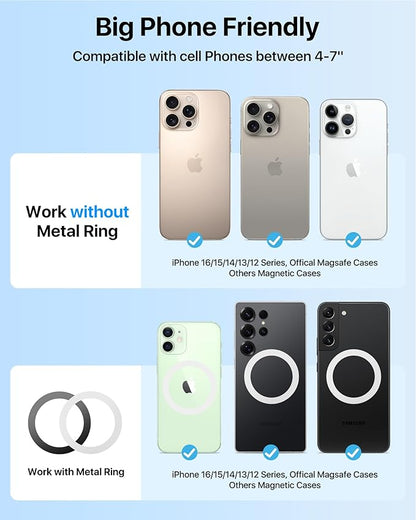 【True Military-Grade】andobil 3 in1 Magnetic Phone Holder for Car Dashboard Windshield Vent 【Upgrade Suction & Strongest Magnet】Retractable for MagSafe Car Mount for iPhone 16 15 14 13 Pro Max Sumsung