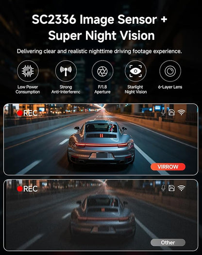 Dash Cam Front and Rear: 4K+2K Dash Camera for Cars - Dashcam Built-in WiFi APP Control 64GB Included 3.39" Touchscreen 24H Parking Monitor WDR Night Vision Loop Recording Collision Detection(X5)