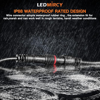 LED Rock Lights Extension Cable Wire Cord 2Pin Waterproof 4PCS 5ft 22AWG with Male to Female Connectors 11mm Nut Size for Wheel Lights Spot Flood Light Driving Fog Light for Truck