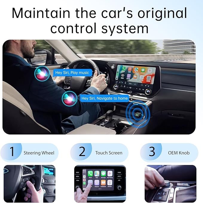 Wireless CarPlay Adapter for iPhone 2025 Upgrade,Ultra-Low Lag,Stable Connection,Mini Bluetooth Apple Car Play Adapter for iOS 10+ and Car from 2016+,USB A